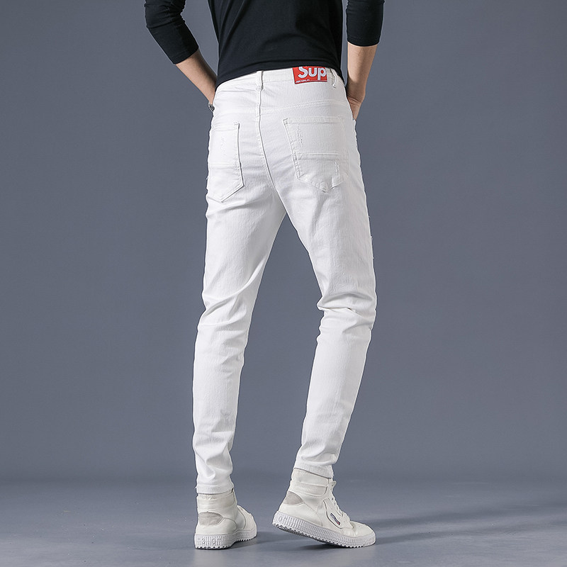2021春夏款潮牌水洗贴标弹力牛仔裤男修身小脚裤QT5031-88163-P85,男装牛仔裤,电商D218