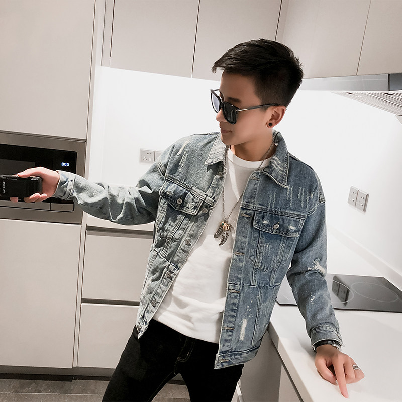 2021春款社会小伙虎头亮片牛仔夹克外套牛仔衣男QT5031-3588-P125，男装夹克，电商D218