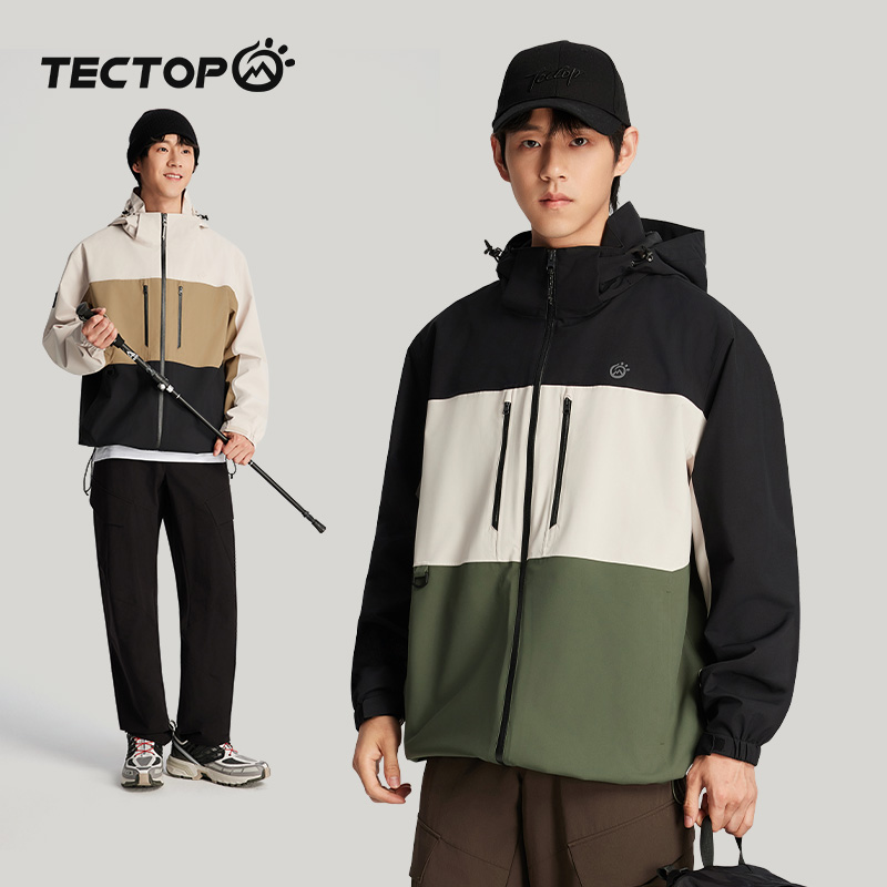 TECTOP探拓户外拼色三合一抓绒内胆冲锋衣男可拆卸两件套防水防风