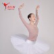 路易十四芭蕾上衣 裸粉色 紧身 长袖 网纱拼接芭蕾练功服