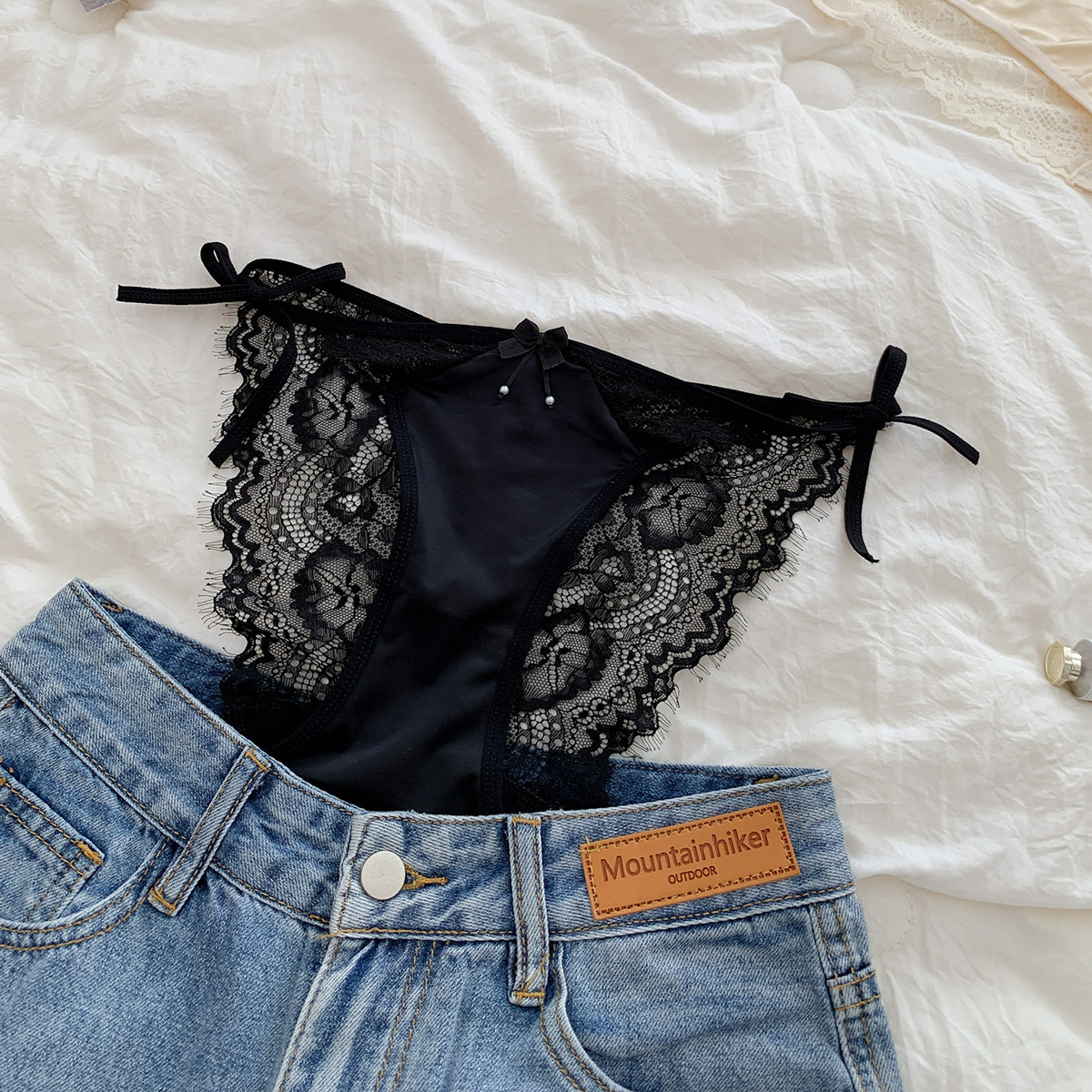 系带蕾丝内裤女夏季薄款性感高开叉纯欲蝴蝶结透明低腰少女三角裤,女士内衣/男士内衣/家居服,女三角裤,淘宝优惠券,粉丝福利购,淘宝优惠卷