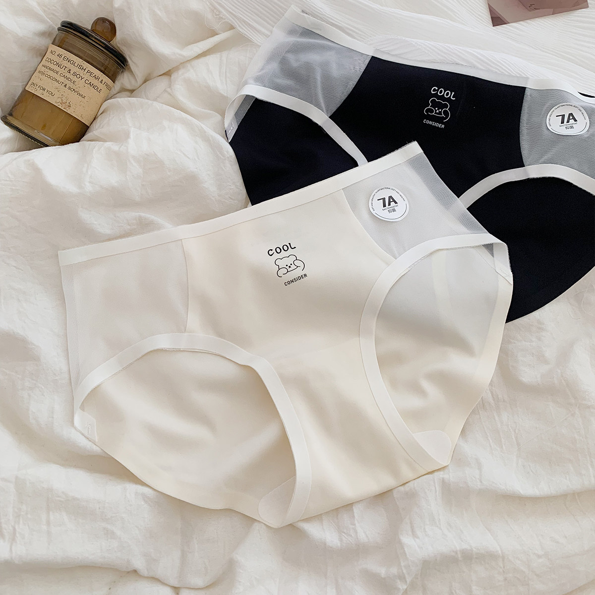 冰丝无痕内裤女夏季薄款甜美简约可爱小熊透气低腰包臀少女三角裤,女士内衣/男士内衣/家居服,女三角裤,淘宝优惠券,粉丝福利购,淘宝优惠卷