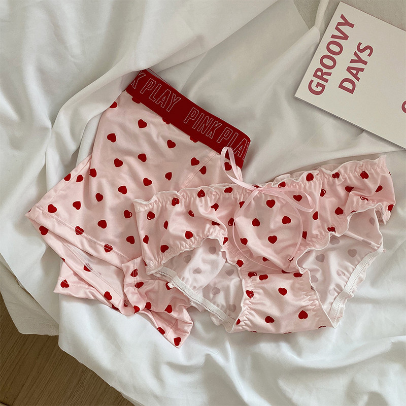 3内裤情侣牛奶丝可爱三角内裤女小清新少女甜美双人套装低腰情侣款