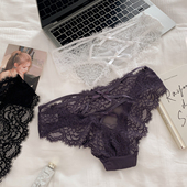 交叉蜜桃臀 女生低腰绑带镂空纯欲少女内裤 法式 性感蕾丝三角裤