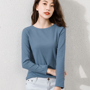 白色打底衫 紧身t恤女2020新款 上衣文艺一字肩短款 长袖 内搭嗯 秋季