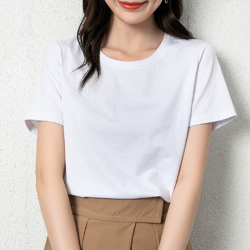 白色t恤女装2021新款潮纯棉短袖宽松休闲上衣半袖体恤百搭打底衫