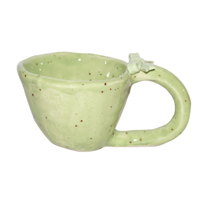 瑞岚丝绿色陶瓷马克杯高颜值创意杯小众设计感手柄水杯