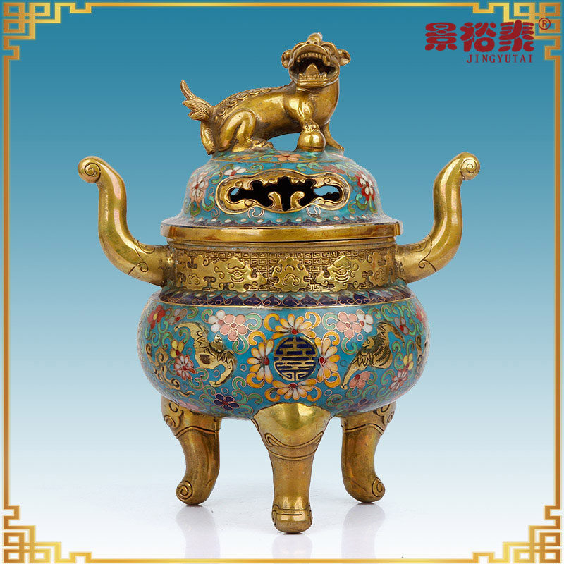 景泰蓝纯铜香炉摆件仿古貔貅
