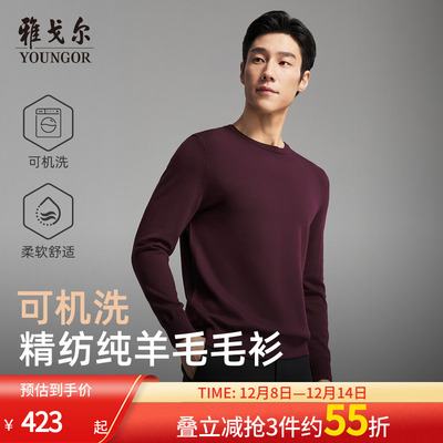 雅戈尔套头圆领羊毛衫