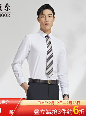 【DP免烫】雅戈尔春新品商务休闲正装通勤纯棉白长袖衬衫衬衣男