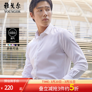 商务休闲高级工装 雅戈尔长袖 男士 春新款 DP弹力免烫衬衣 衬衫