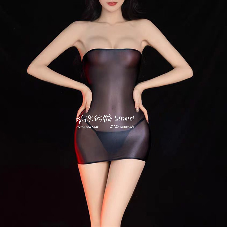 宠你的猫超薄透视性感抹胸连衣裙