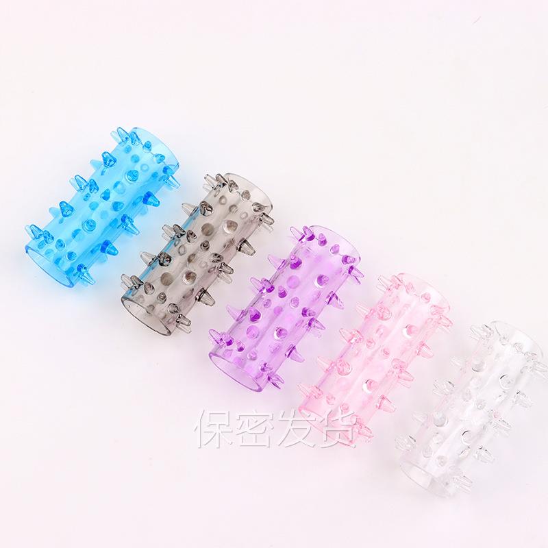 私密解压大号颗粒琅琊套 包疲环 毛毛虫按摩器头套 指套 水晶套