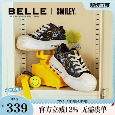 百丽SMILEY联名流浪玩家帆布涂鸦鞋新款女鞋子休闲板鞋3ZJC4CM5