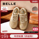 百搭板鞋 百丽女鞋 B2111CM4 新款 厚底休闲鞋 子复古加绒德训鞋 阿甘鞋