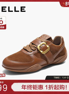 百丽女鞋子复古搭扣阿甘鞋德训鞋秋季新款赛车鞋休闲鞋E3N1DCM5