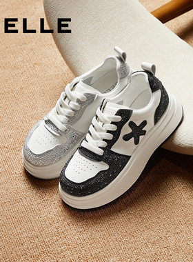 百丽女鞋子新款运动休闲鞋厚底黑色板鞋女B2235CM4