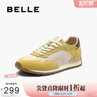薄底运动休闲鞋 百丽女鞋 新款 女秋季 B2662CM5 子透气复古阿甘德训鞋