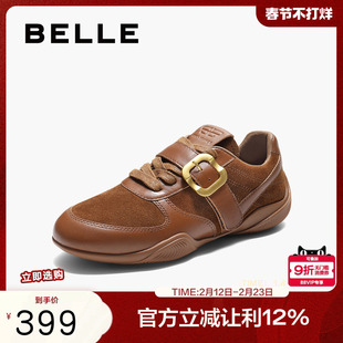 百丽女鞋子复古搭扣阿甘鞋德训鞋秋季新款赛车鞋休闲鞋E3N1DCM5