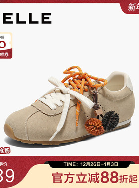 百丽薄底双鞋带阿甘芭蕾德训鞋女2025新款休闲运动鞋子E2M1DCM5