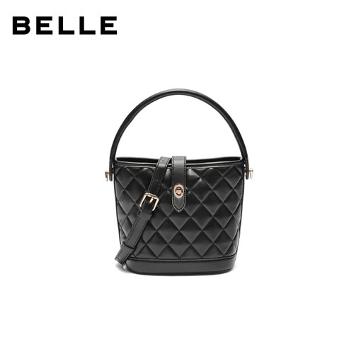 百丽包包女2025夏新款休闲小香风菱格单肩斜挎手提水桶包JY112BX4