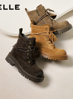百丽女鞋厚底马丁靴女冬季新款美拉德工装靴休闲短靴子B2912DD5