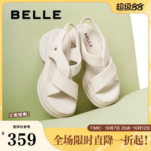 凉鞋百丽女厚底老爹新款沙滩鞋子