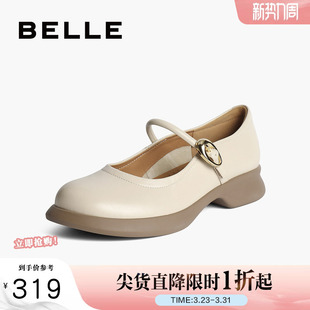女春季 子浅口单鞋 新款 女鞋 B7T1DCQ4预 晚晚鞋 百丽复古玛丽珍鞋