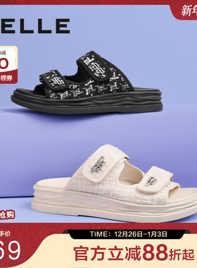 百丽女鞋子小香风凉拖女夏季新款外穿拖鞋商场厚底凉鞋Z3N1DBT3