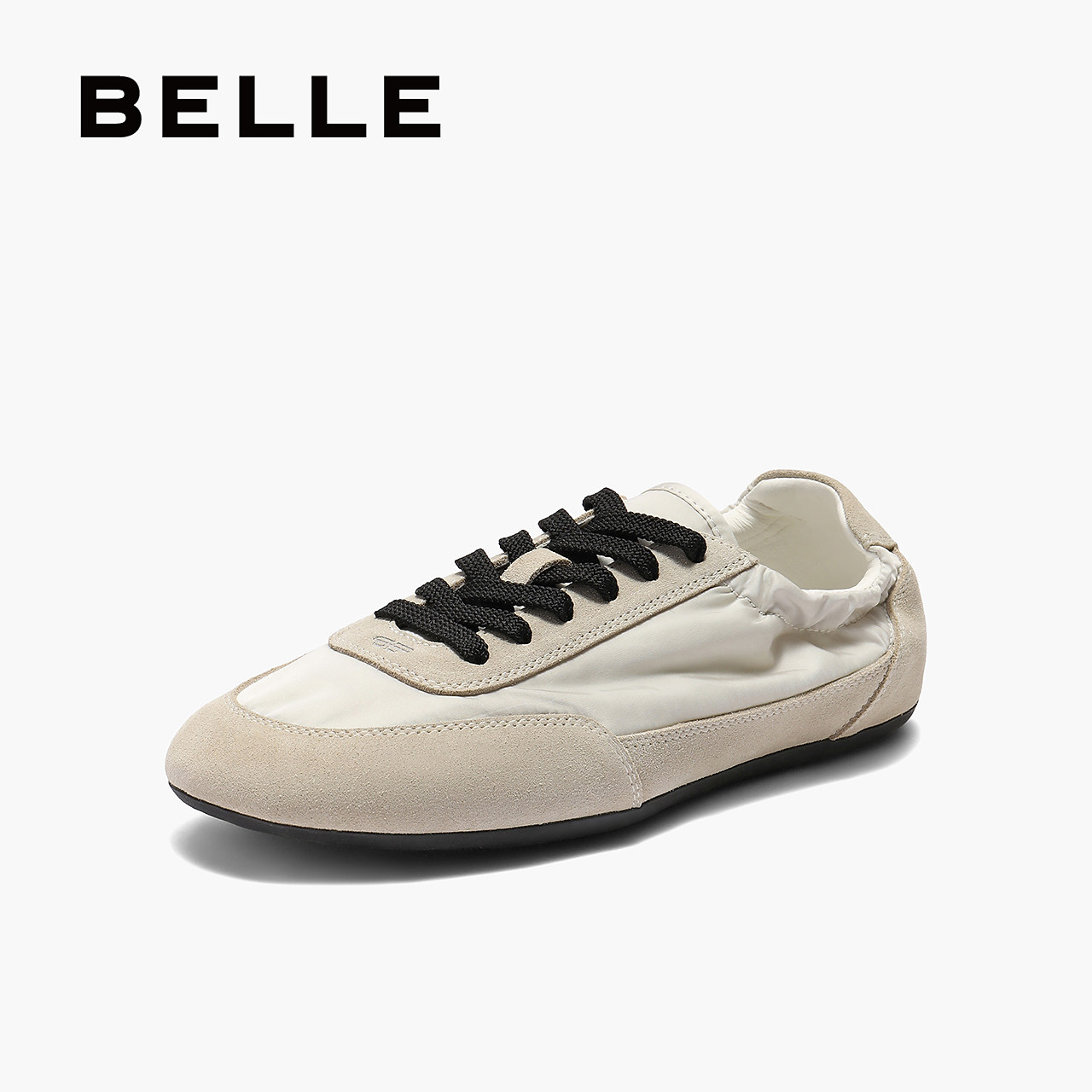 百丽女鞋子平底透气复古德训鞋秋季新款薄底运动休闲鞋D9C1DCM5