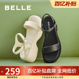 子可外穿休闲运动凉鞋 百丽一字带厚底凉鞋 鞋 新款 A9D1DBL4 女夏季