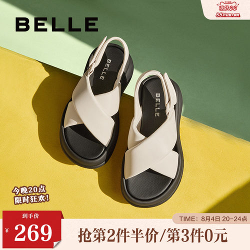 休闲百丽厚底女鞋凉鞋新款鞋子