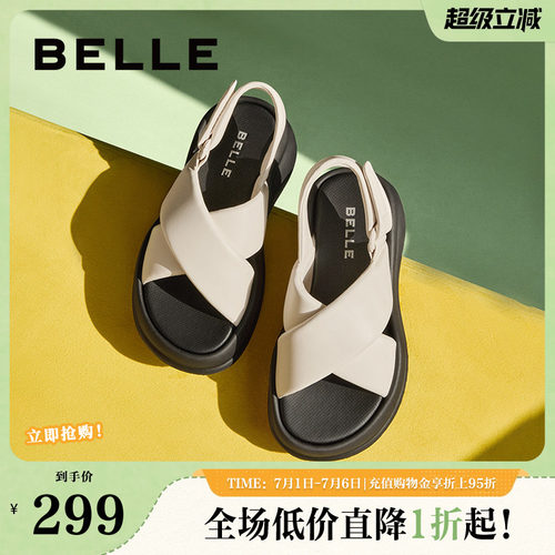 休闲百丽厚底女鞋凉鞋新款鞋子