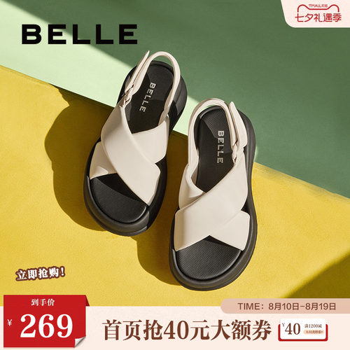 休闲百丽厚底女鞋凉鞋新款鞋子