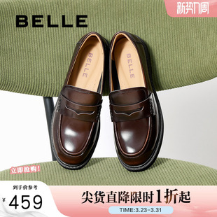 舒适通勤小皮鞋 新款 B2527AA5 女春季 百丽海鸥乐福简约学院风乐福鞋