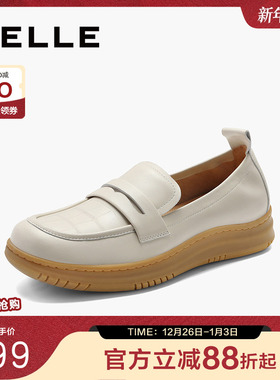 百丽女鞋子妈妈鞋豆豆鞋女鞋新款一脚蹬软底乐福鞋B1698AA4