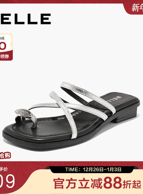 百丽夹脚可外穿平底拖鞋夏季新款女鞋子仙女风沙滩鞋A9Z1DBT4