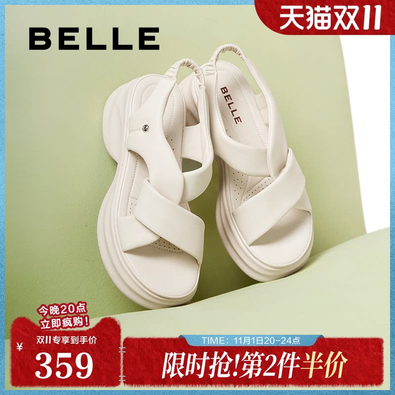 百丽女鞋子休闲厚底凉鞋女夏季新款老爹运动沙滩凉鞋B2480BL5
