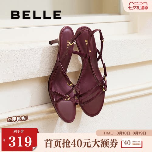 婚鞋百丽高跟女鞋凉鞋法式新款