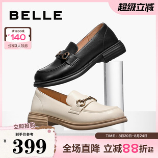 商场同款 鞋 子英伦风小皮鞋 Z3B1DAA3 单鞋 女鞋 百丽复古乐福鞋 新款