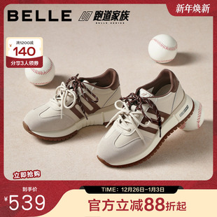 厚底增高运动休闲鞋 新款 F1N1DAM6 女春季 百丽复古小金甘跑道阿甘鞋