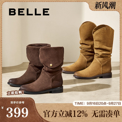百丽西部牛仔靴女靴子24