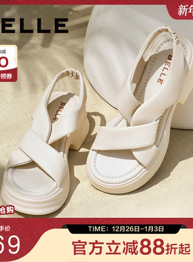 百丽厚底休闲凉鞋新款夏季罗马凉鞋女沙滩鞋运动凉鞋A9S1DBL4