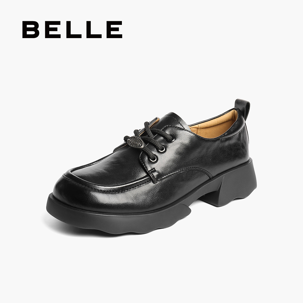 百丽女鞋复古厚底牛津鞋女新款黑色小皮鞋深口单鞋子E1D1DCM5,女鞋,牛津鞋/布洛克鞋/德比鞋,淘宝优惠券,粉丝福利购,淘宝优惠卷