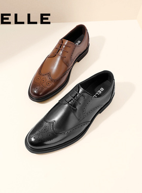 百丽英伦风潮流皮鞋男牛皮革婚鞋雕花布洛克商务正装皮鞋A0588CM1