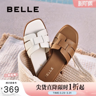 平底拖鞋 子平跟海边度假沙滩鞋 女新款 外穿鞋 D6F1DBT5 夏季 百丽女鞋