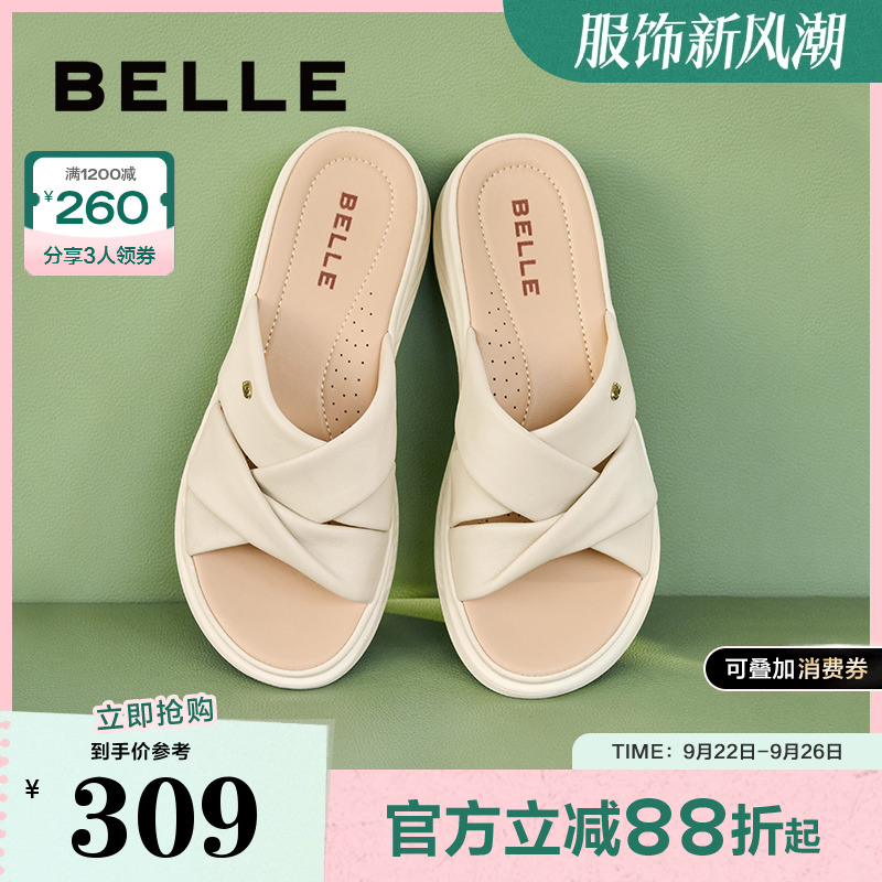 百丽沙滩鞋厚底拖鞋女20