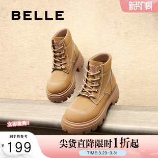 靴户外休闲短靴马丁靴厚底大黄靴B5A1DDD4 工装 百丽女靴子冬季 新款