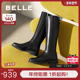 新款 百丽双子星高长骑士靴女鞋 冬季 加绒真皮显瘦瘦长筒靴子E4G1