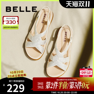 软底运动凉鞋 可外穿水钻罗马凉鞋 A9U1DBL4 子妈妈鞋 百丽女鞋